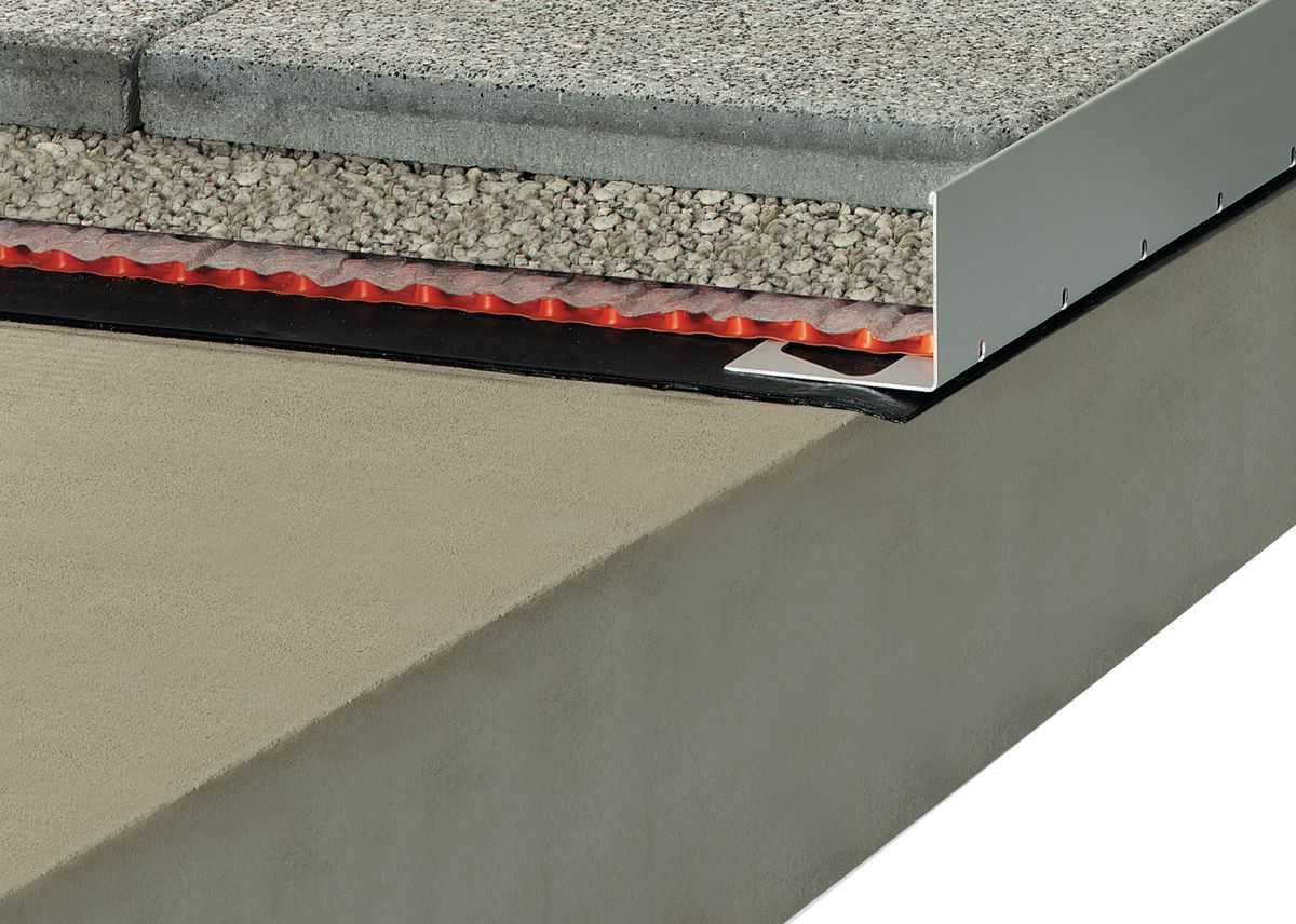 Schluter®-BARA-RWL Edging profile with drainage holes with DekTek Tile Concrete Deck Pavers