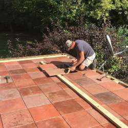 Adobe Tile Deck Project using DekTek Tile Sister Joist Installation for the Concrete Deck Tiles