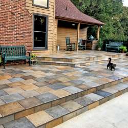 DekTek Tile Custom Colored Concrete Decking - Pecan Medley splashed with Cobblestone Gray