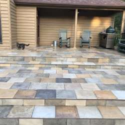 DekTek Tile Custom Colored Concrete Decking - Pecan Medley splashed with Cobblestone Gray