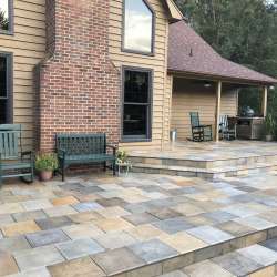 DekTek Tile Custom Colored Concrete Deck Tiles - Pecan Medley splashed with Cobblestone Gray