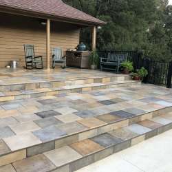 DekTek Tile Custom Colored Concrete Deck Tiles - Pecan Medley splashed with Cobblestone Gray