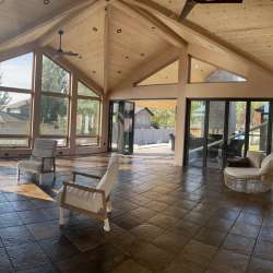 Cocoa Mélange concrete deck tiles in 4-Season porch