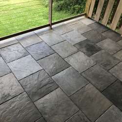 dektek tile luxury cobblestone gray concrete 